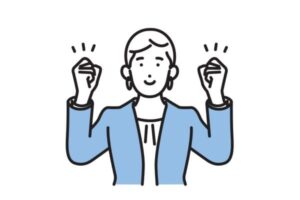 キャリアコーチングを通し、キャリアアップに成功した自信あふれる女性のイラスト