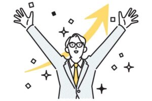 キャリアコーチングで可能性を広げ、海外就職や転職を成功させたビジネスパーソンのイラスト