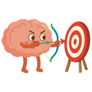 目標達成に向け集中する脳のキャラクター